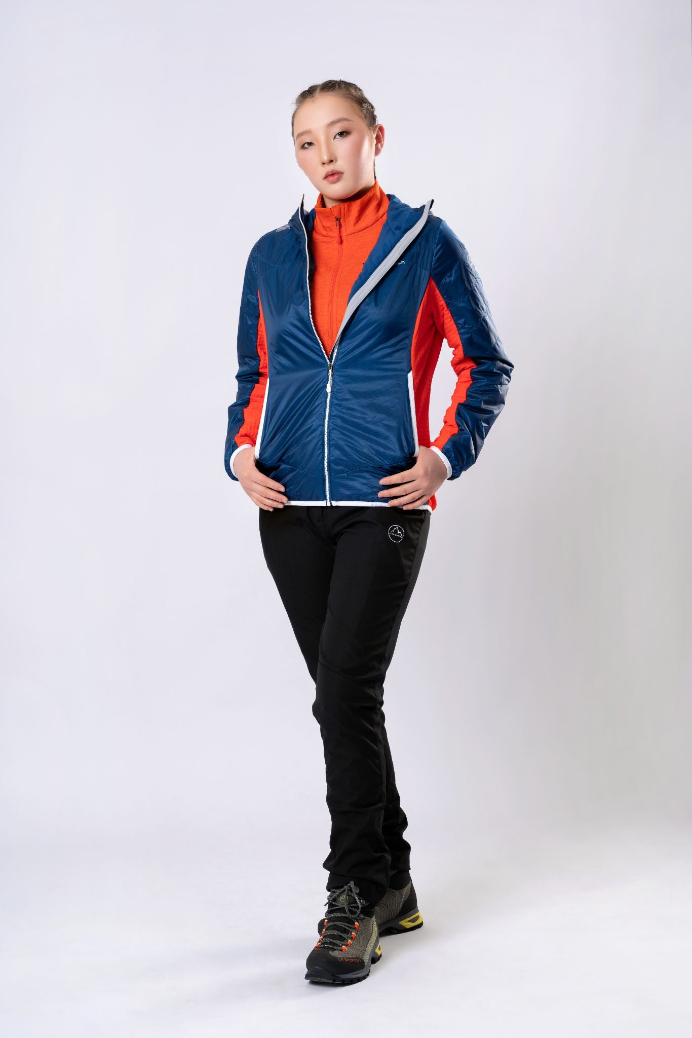 Aequilibrium Insulation Hoody W Storm Blue/Cherry Tomato