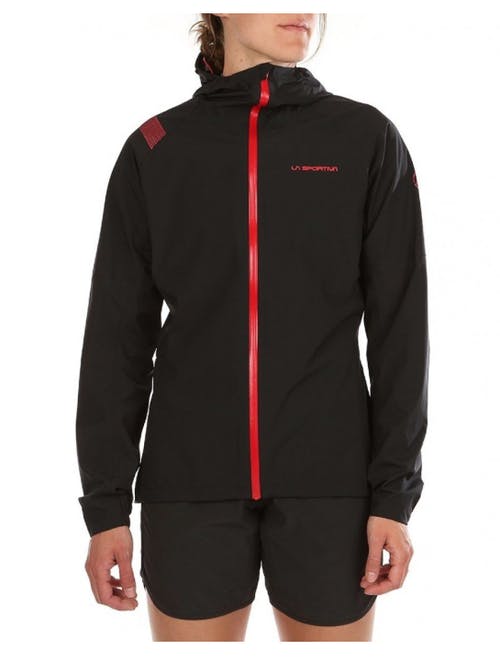 Run Jkt Woman Black/Hibiscus
